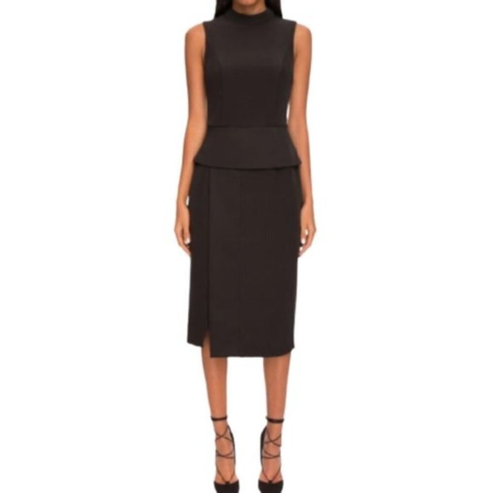 NWT Keepsake The Label Black Need Me Structured Mockneck Midi Dress Size M